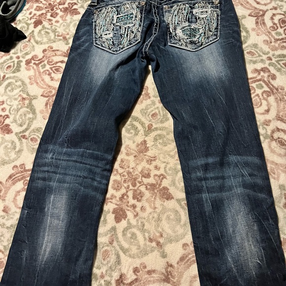 Miss Me Women's Dark Blue Distressed Jeans - Picture 3 of 7